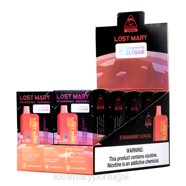 LOST MARY Vape - sundae de morango Maria perdida os5000 BP2F71